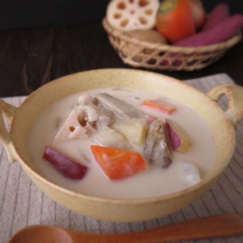 ゴロゴロ根菜の米粉クリームシチュー(レシピ)